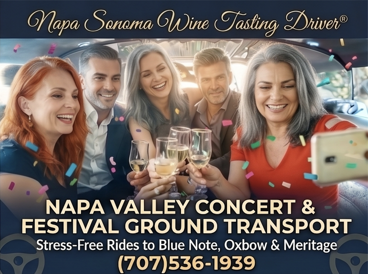 napa valley concert festival ground transportation Limo Reliable Wine Country Airport Transfers (OAK, SMF, SJC) – Luxury Chauffeur Service and Airport Connections for Resort Guests (707) 536-1939